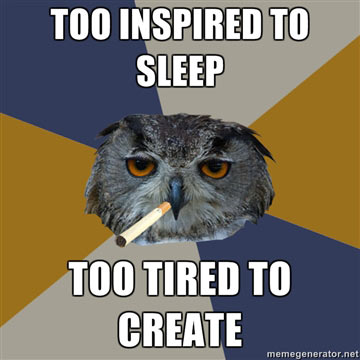 living with a night owl meme